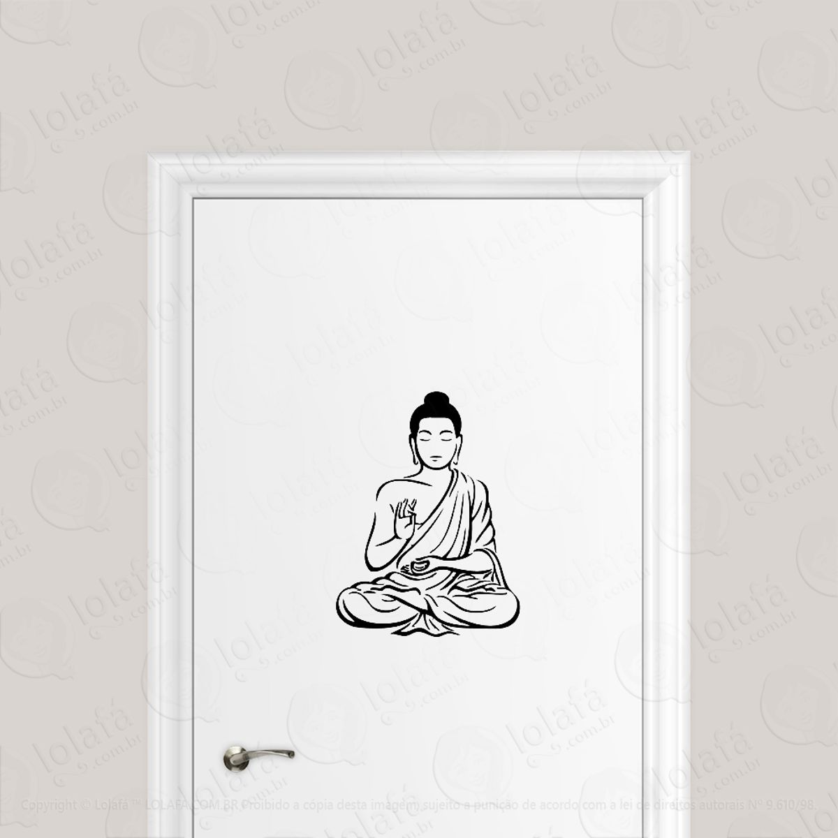 Adesivo Para Porta Meditação Buda Mod:1827