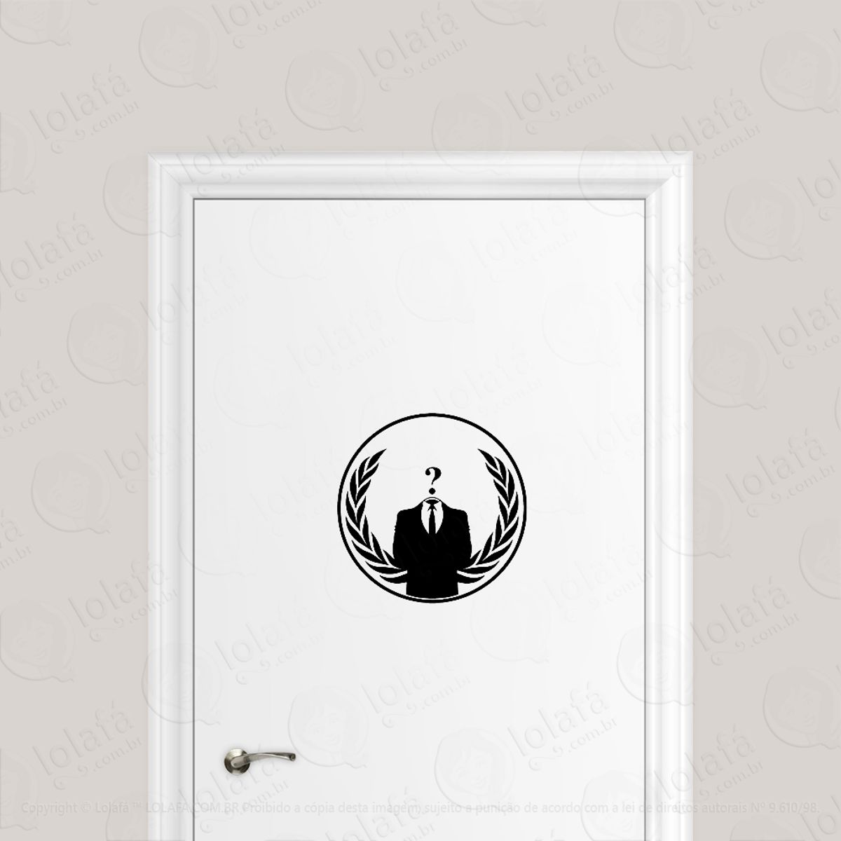 Adesivo Para Porta Anônimos Símbolo Anonymous Mod:1831