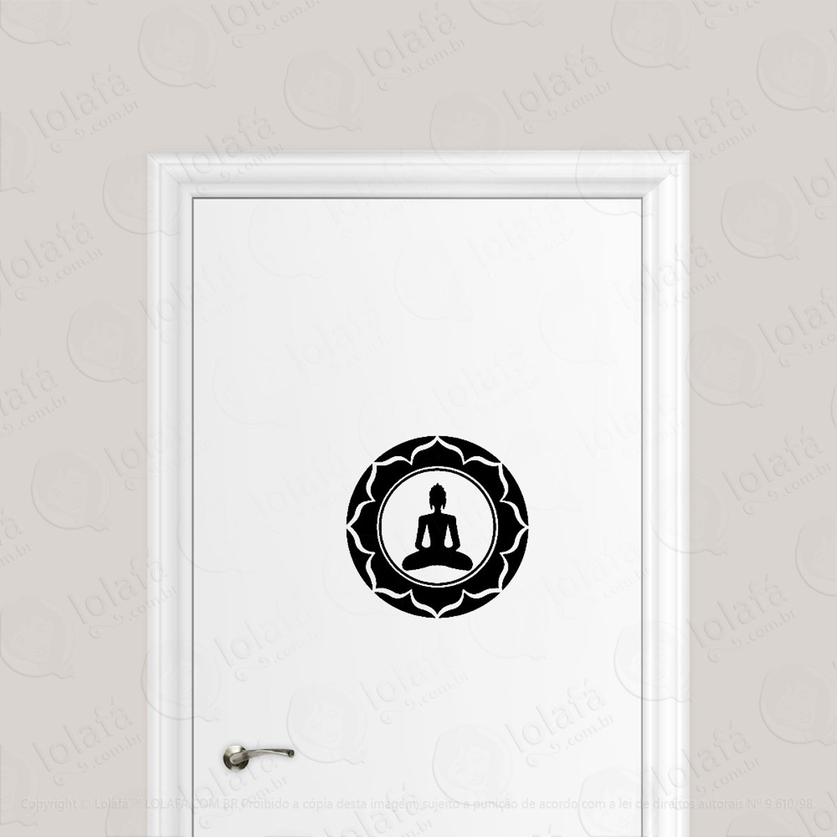 Adesivo Para Porta Meditação Flor De Lotus Mod:1835