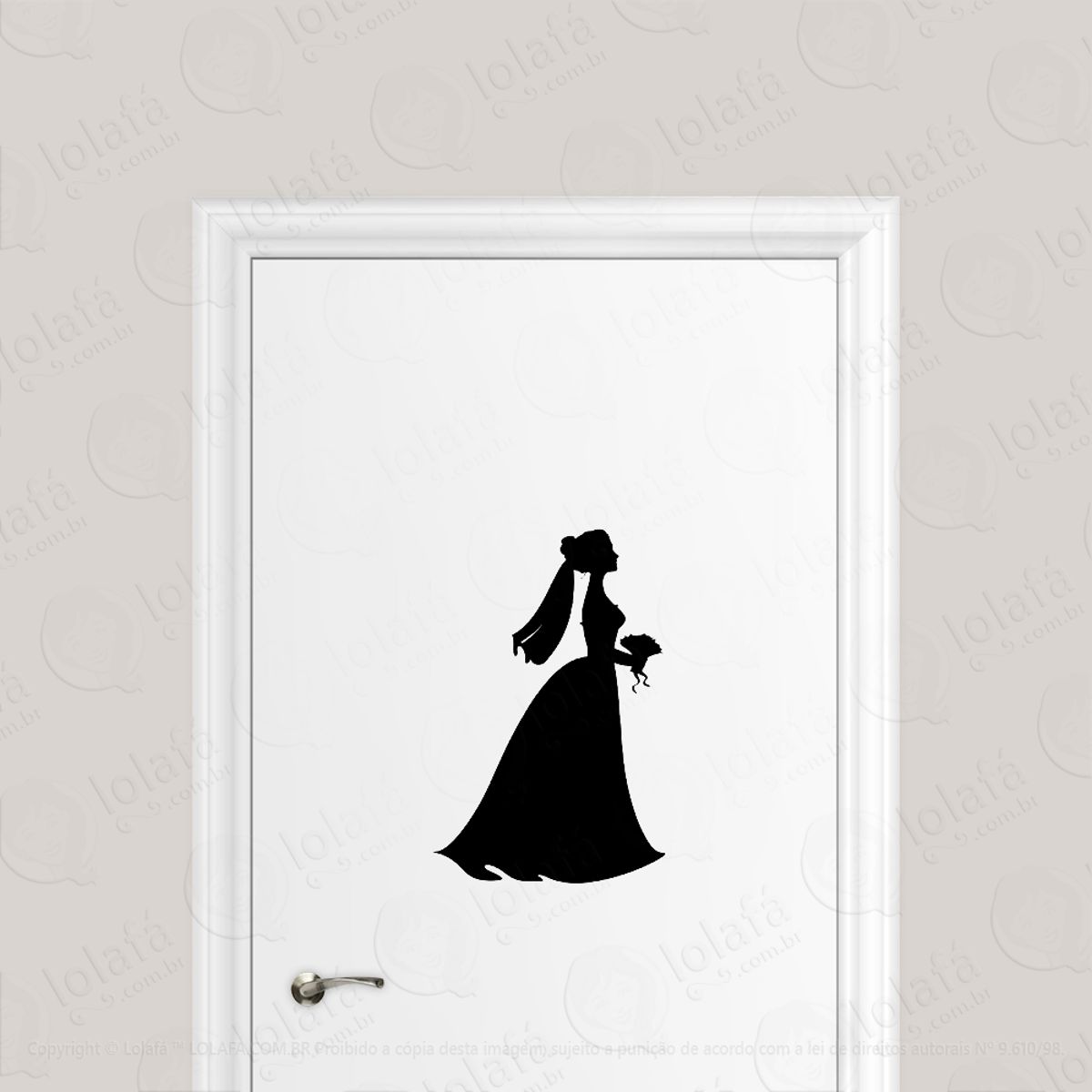 Adesivo Para Porta Noiva Segurando Buquê Mod:1849