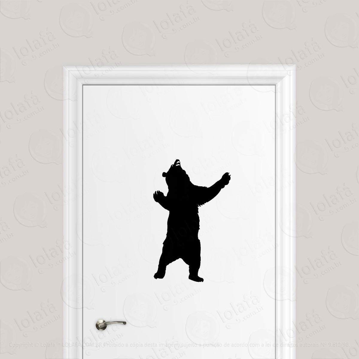 Adesivo Para Porta Urso Atacando De Pé Mod:1857