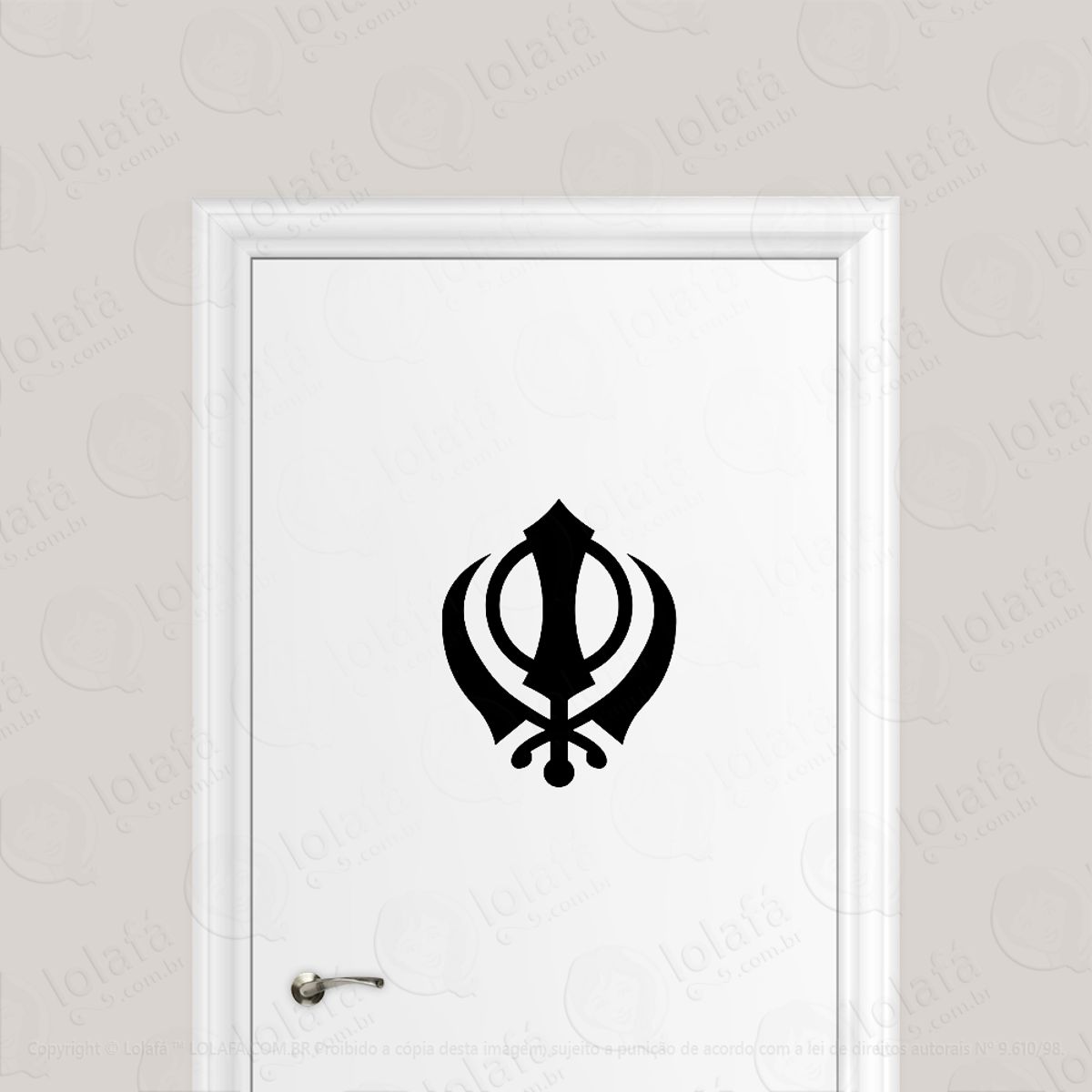 Adesivo Para Porta Símbolo Khanda Sikismo Mod:1866