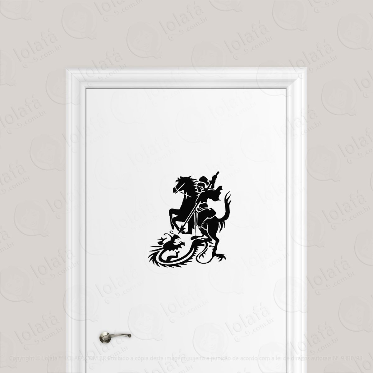 Adesivo Para Porta Santo São Jorge Cavaleiro E O Dragão Mod:1888