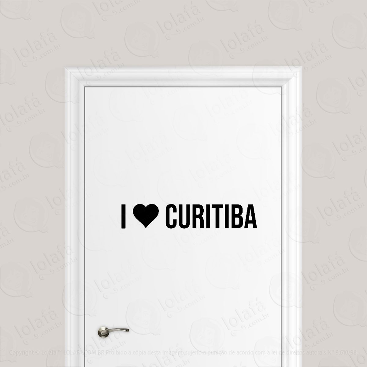 Adesivo Para Porta Eu Amo Curitiba - I Love Curitiba Mod:1896
