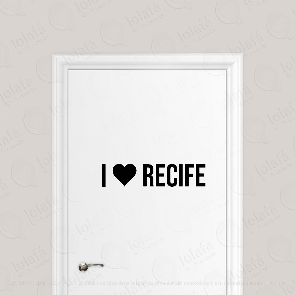 Adesivo Para Porta Eu Amo Recife - I Love Recife Mod:1898