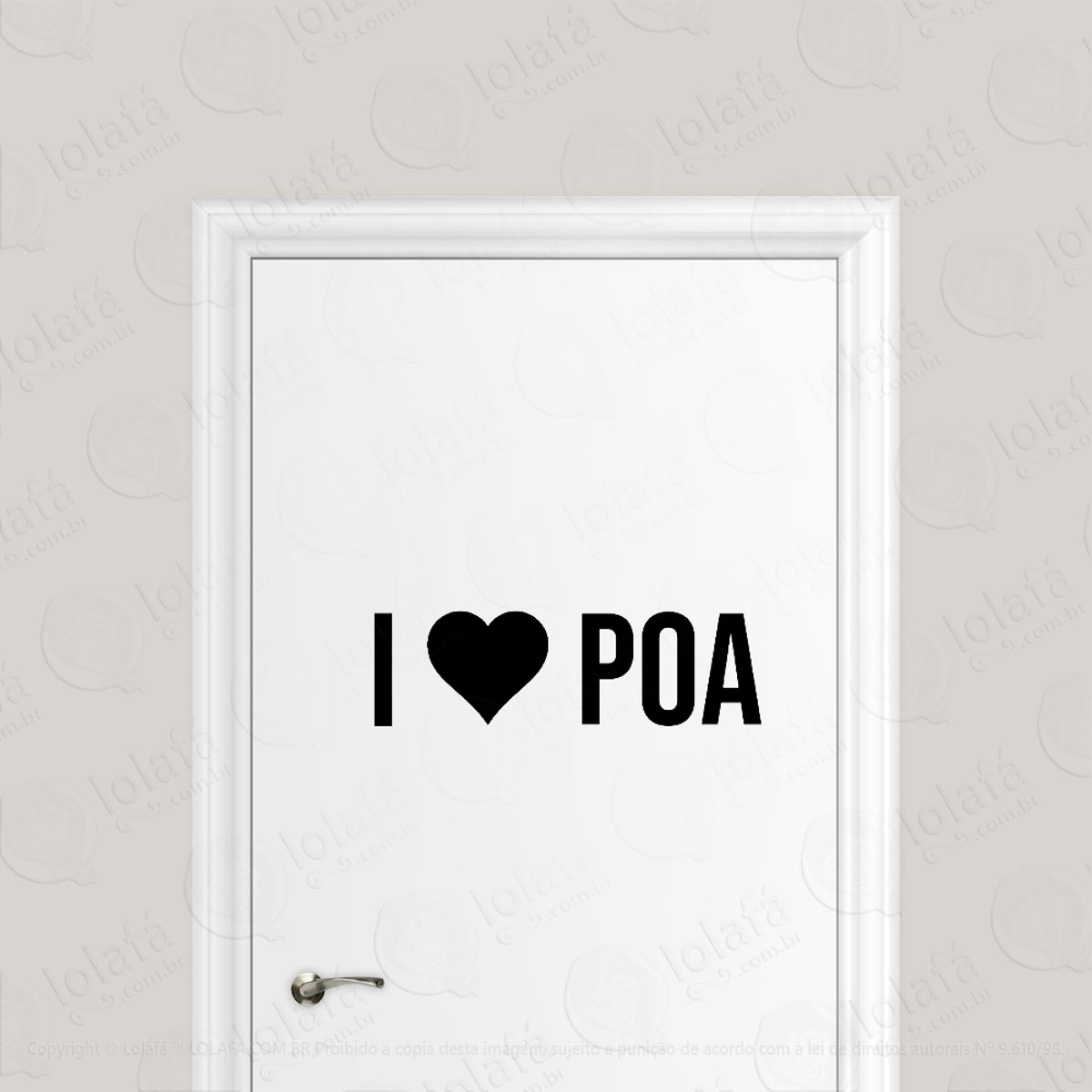 Adesivo Para Porta I Love Poa - Eu Amo Porto Alegre Mod:1912