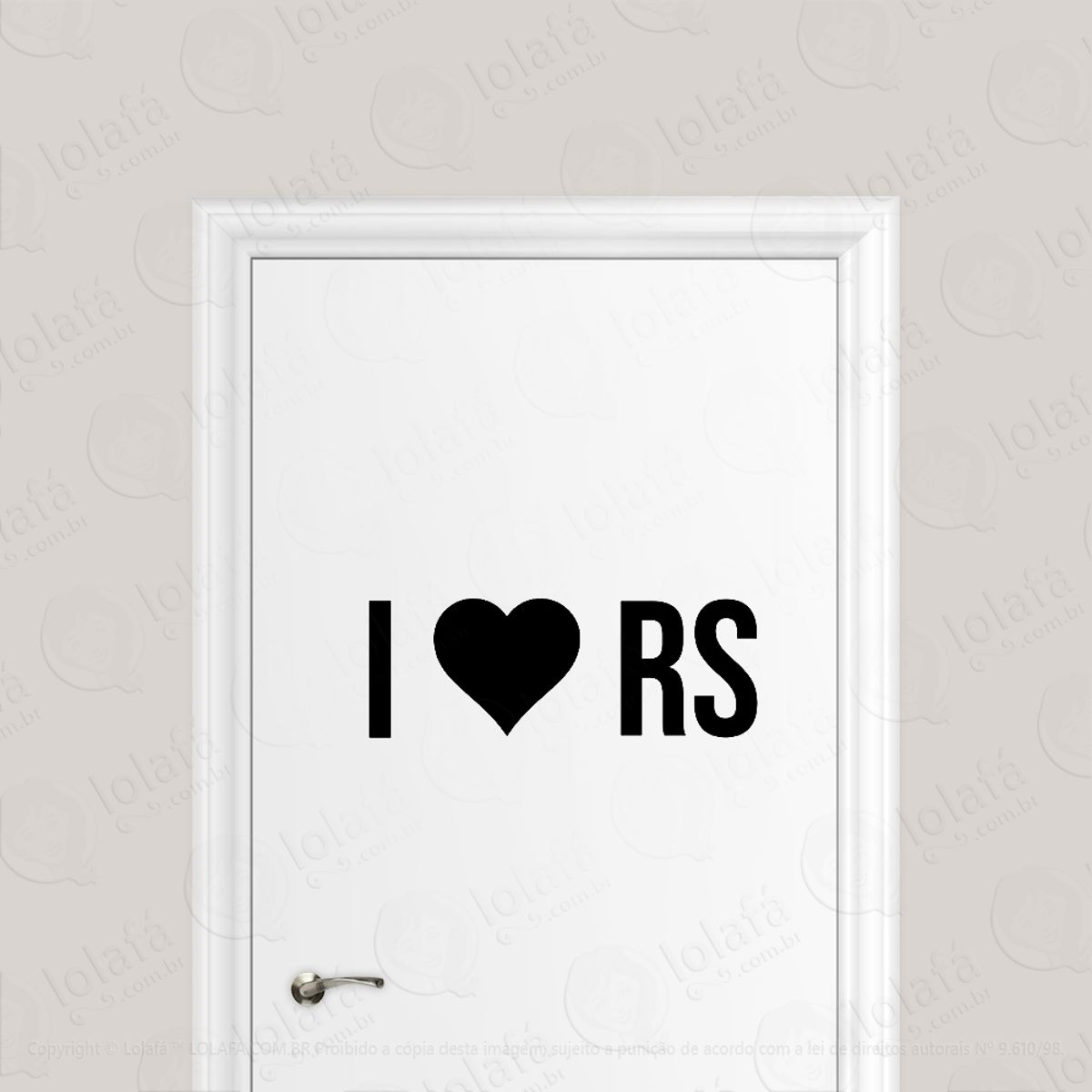 Adesivo Para Porta I Love Rs Eu Amo Rio Grande Do Sul Mod:1913