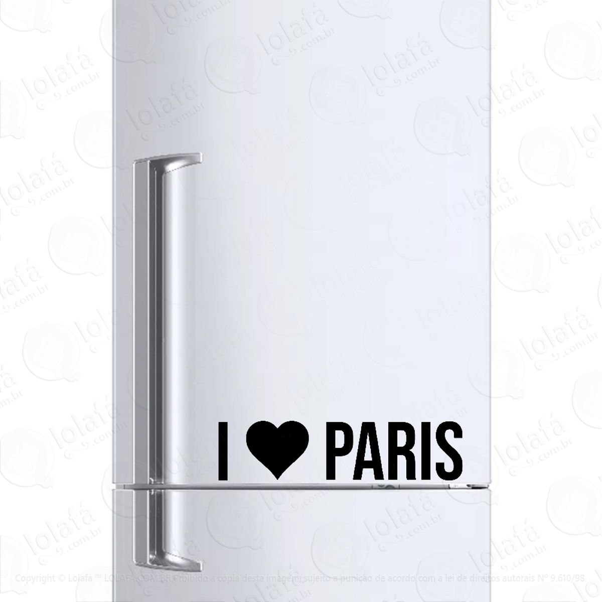 Adesivo Para Geladeira Eu Amo Paris França Mod:1949