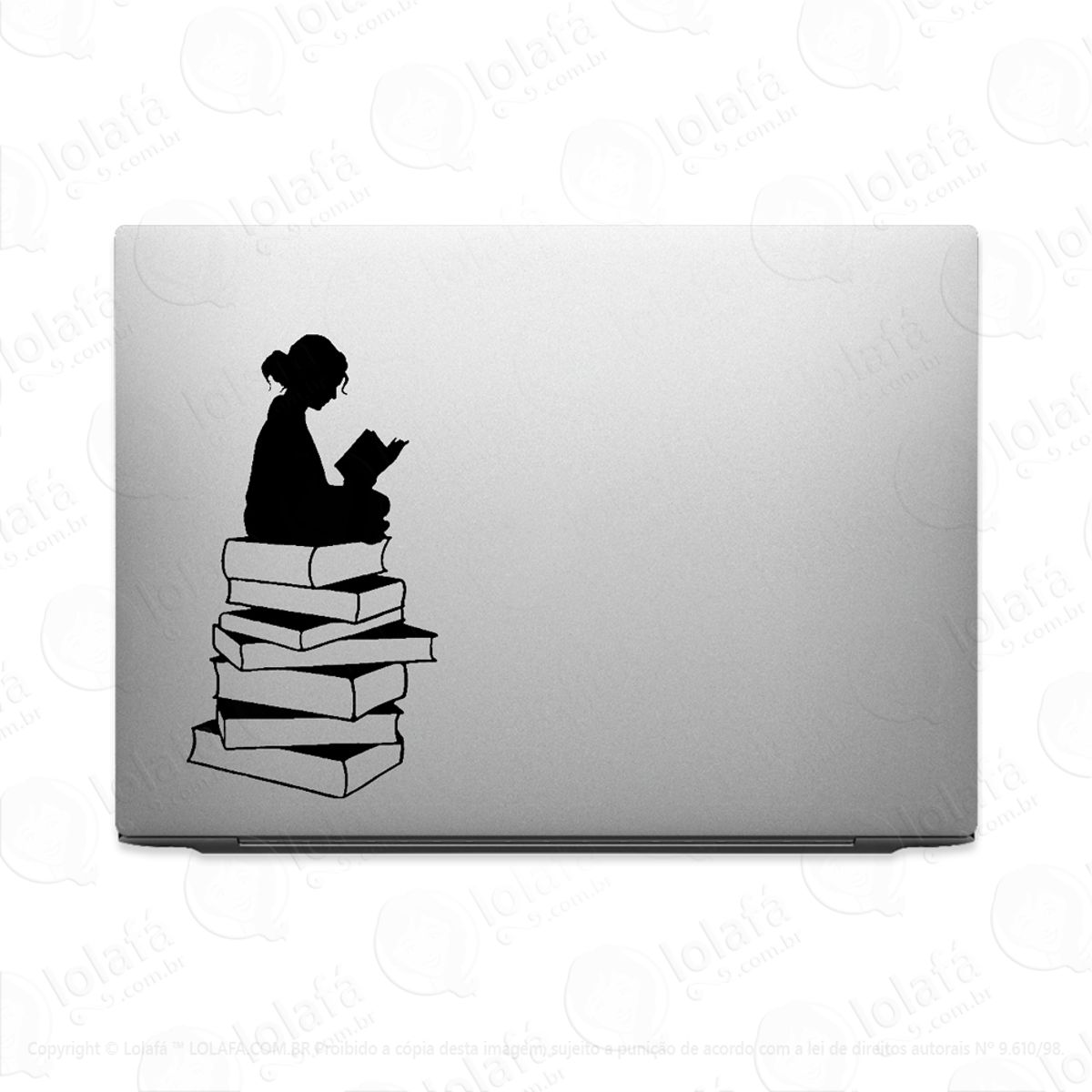 Adesivo Para Notebook Garota Lendo Livros Estudando Mod:1964