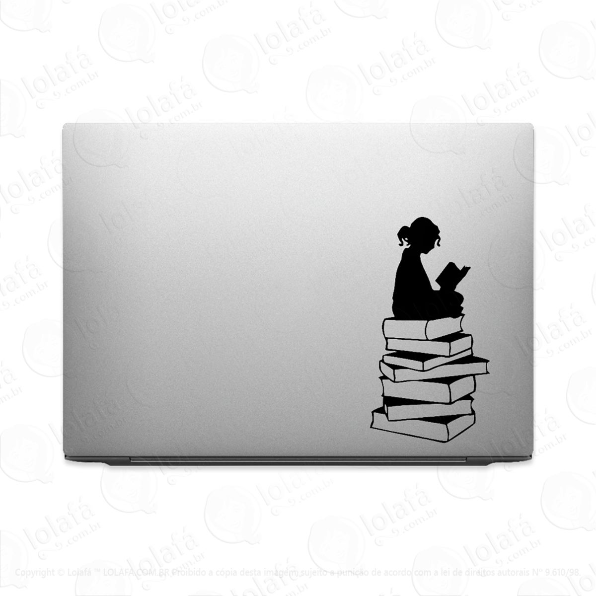 Adesivo Tablet Notebook Pc Menina Lendo Livros Mod:2069