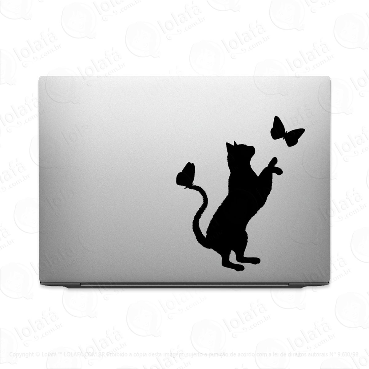Adesivo Tablet Notebook Pc Gatinha Brincando Com Borboleta Mod:2107