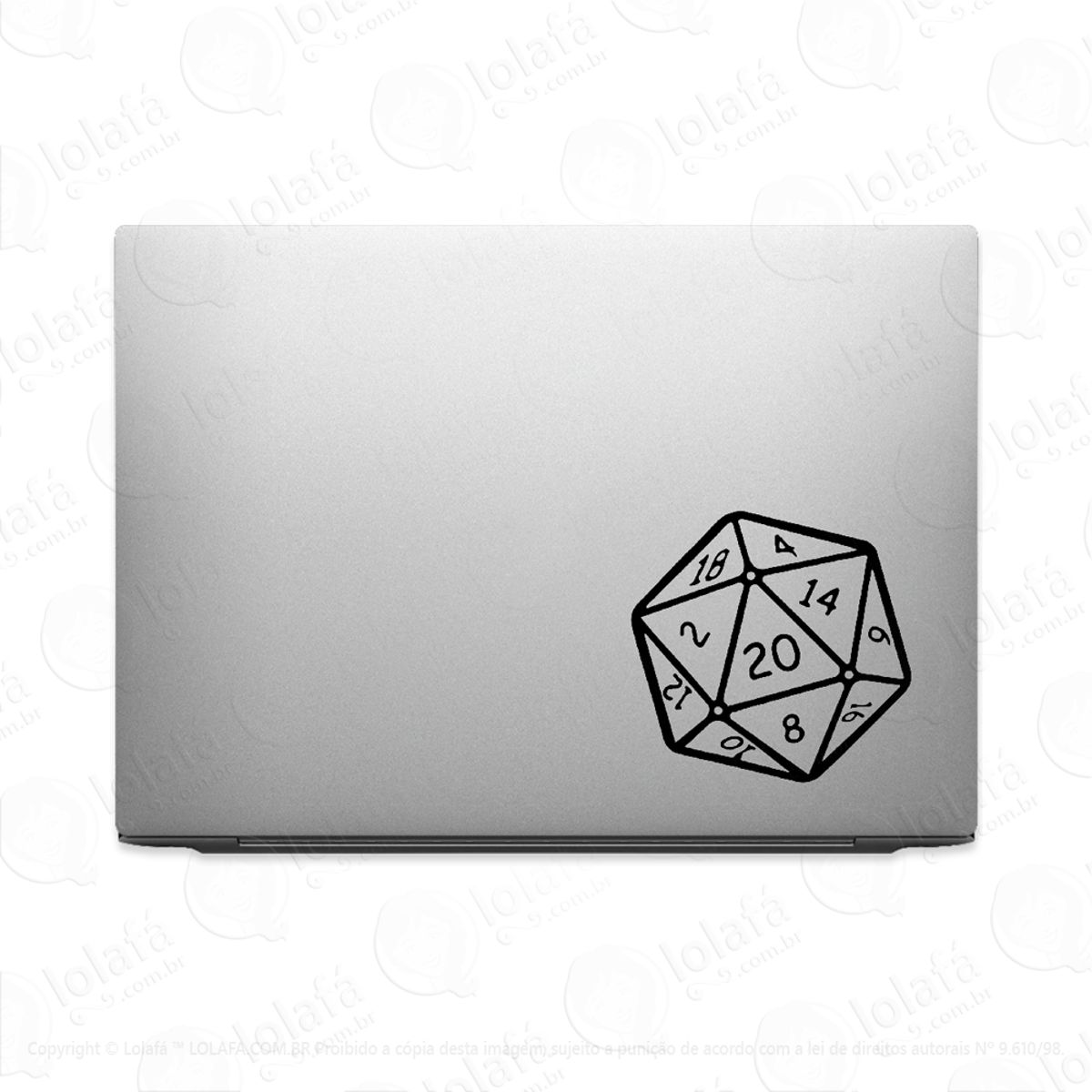Adesivo Tablet Notebook Pc Rpg Dado De 20 Faces Mod:2116