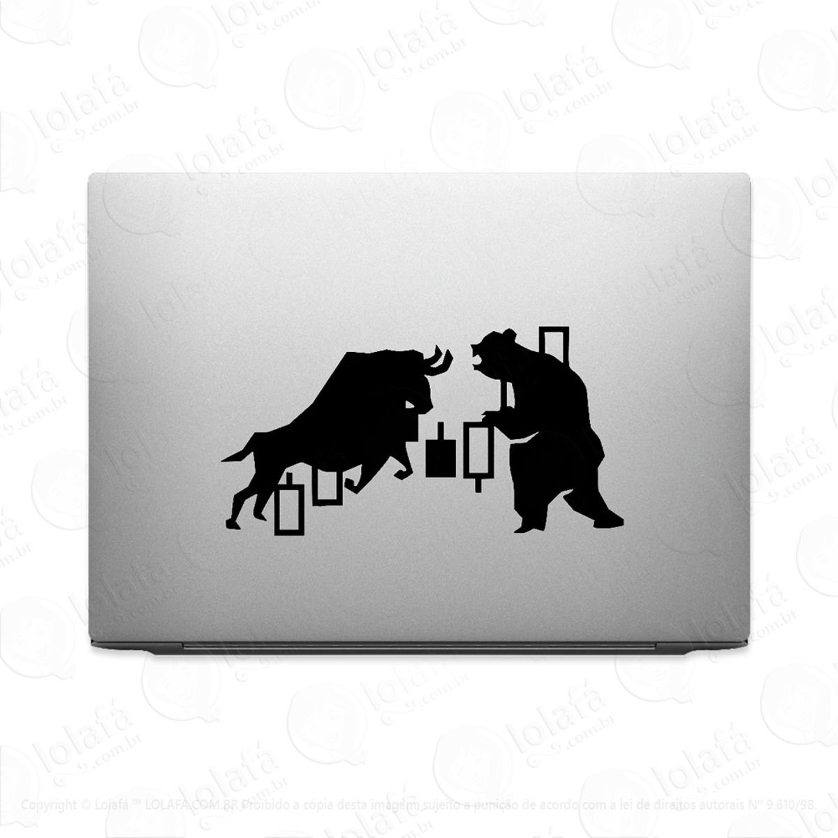 Adesivo Tablet Notebook Pc Touro Urso E Candlestick Trader Mod:2135