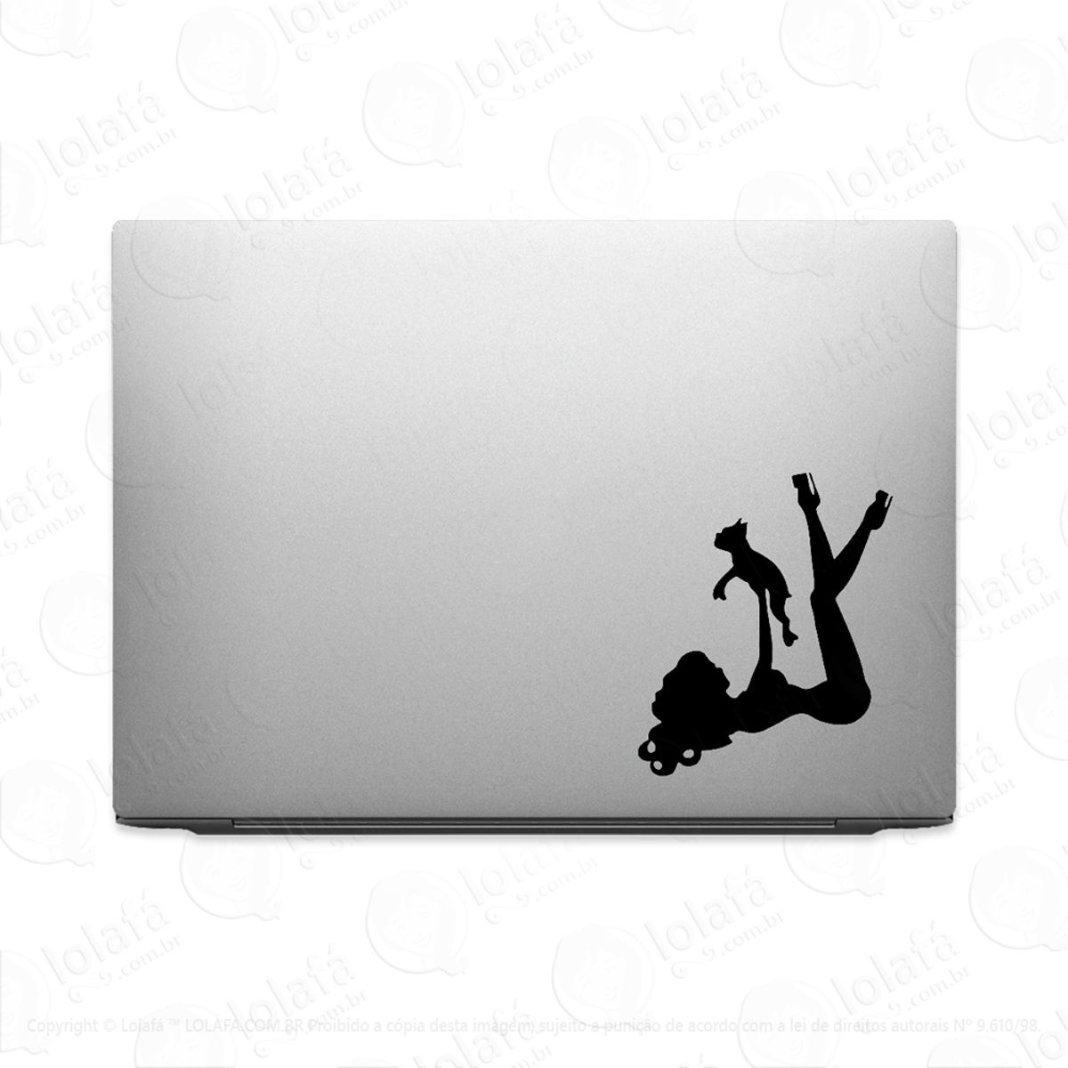Adesivo Para Notebook Mulher Com Cachorro Mod:2182