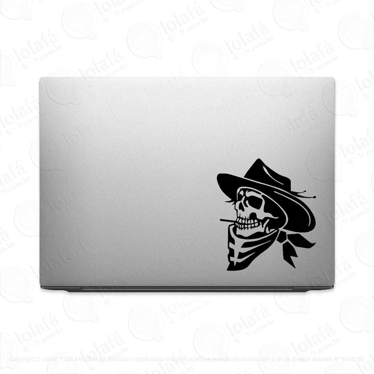 Adesivo Tablet Notebook Pc Caveira Cowboy Fumando Mod:2239
