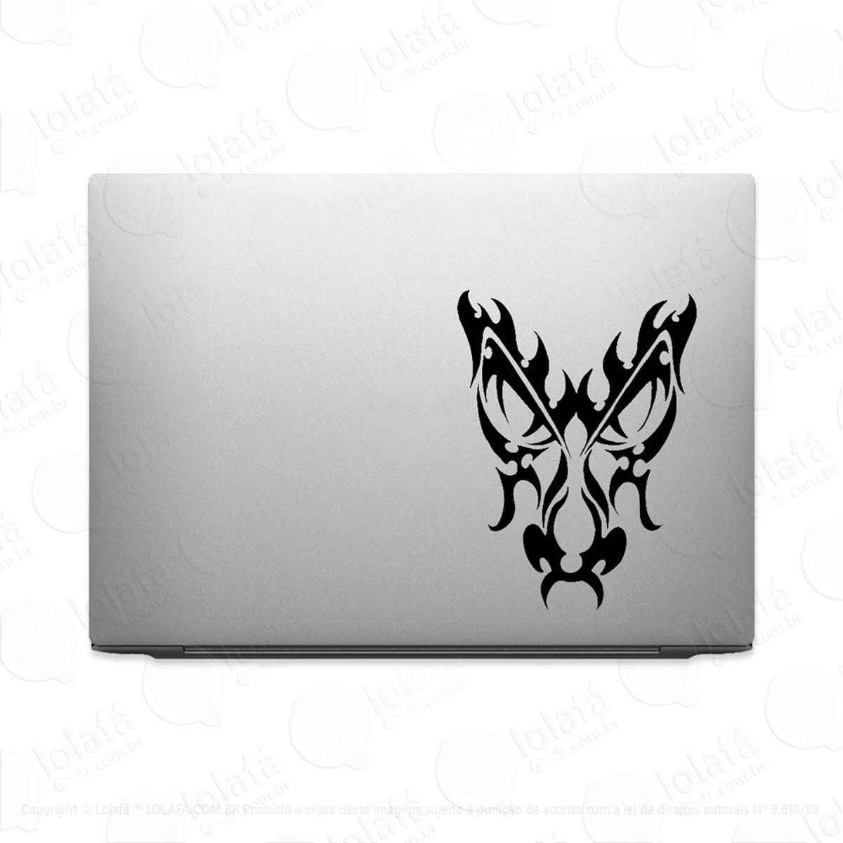Adesivo Tablet Notebook Pc Cara De Dragão Tribal Mod:2240