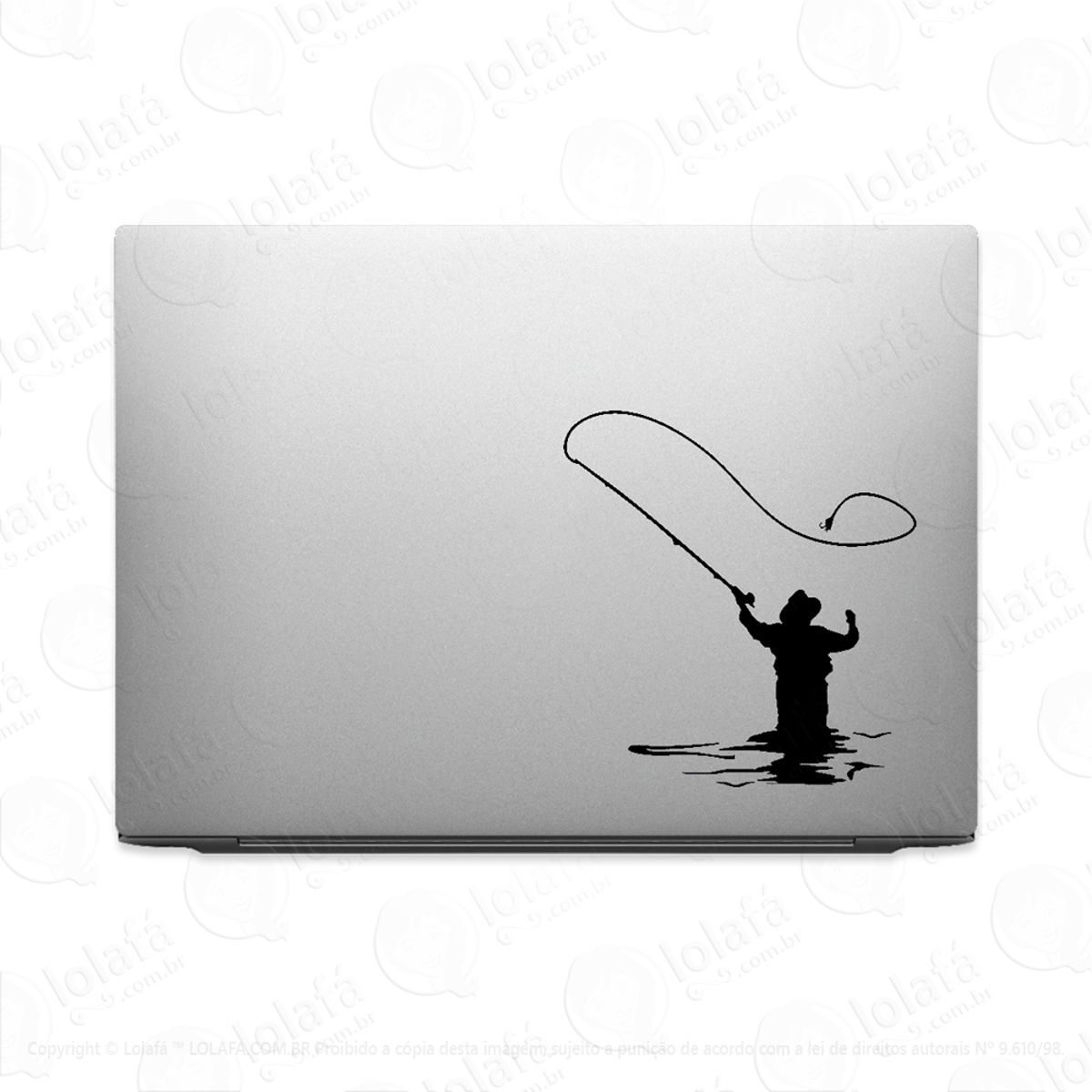 Adesivo Para Notebook Pescador Jogando Isca Pesca Água Mod:2310