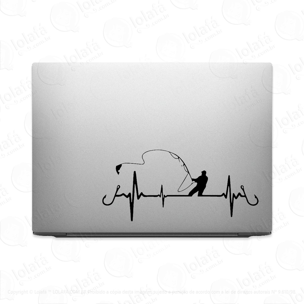 Adesivo Tablet Notebook Pc Batimento Amor Pela Pesca Mod:2338