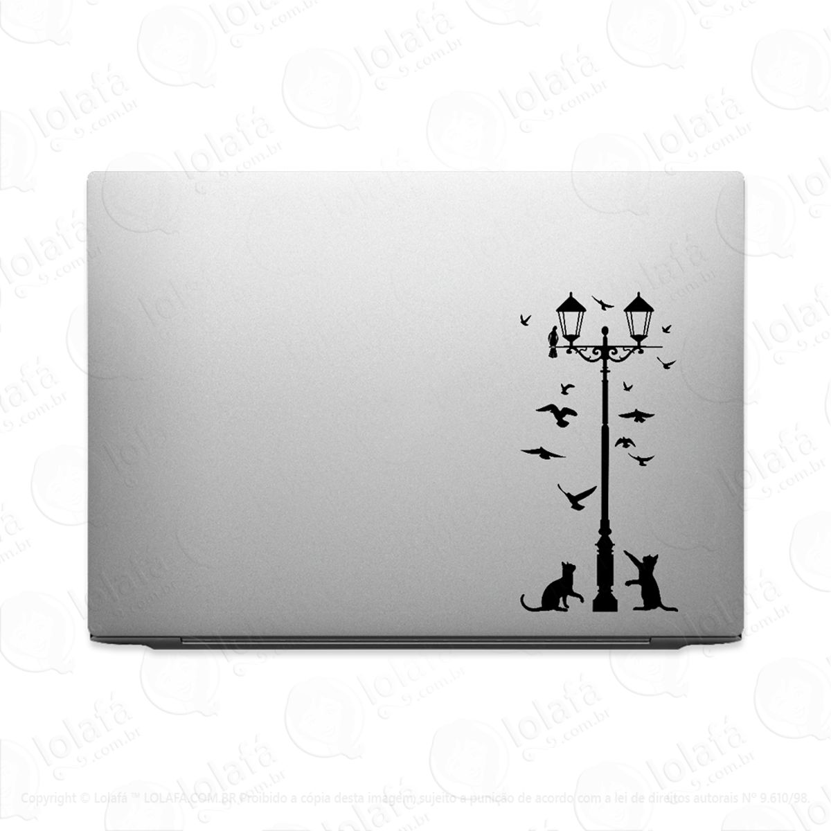 Adesivo Para Notebook Gatos Pombos E Poste De Iluminação Mod:2423