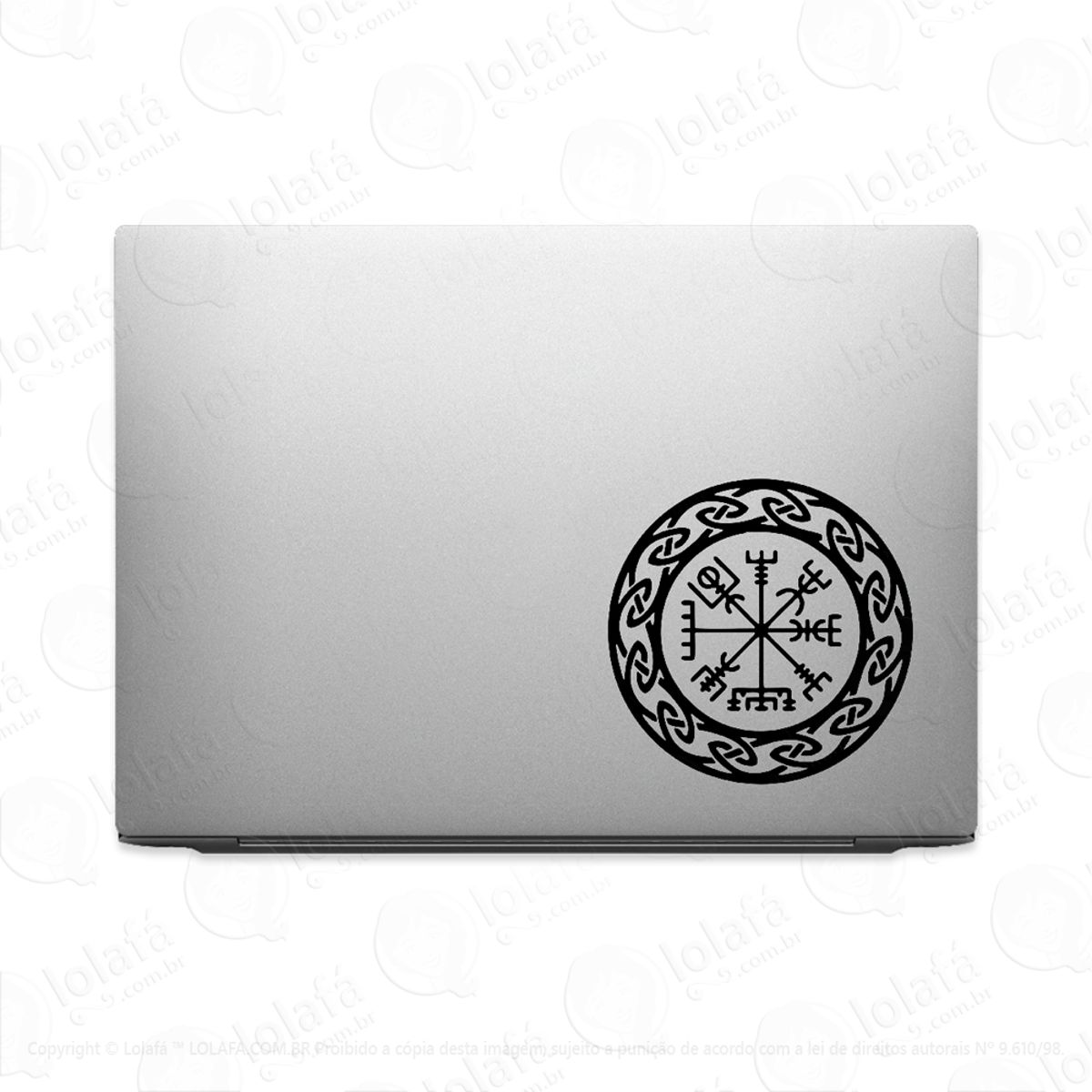 Adesivo Para Notebook Viking Nórdico Vegvísir Red Mod:2433