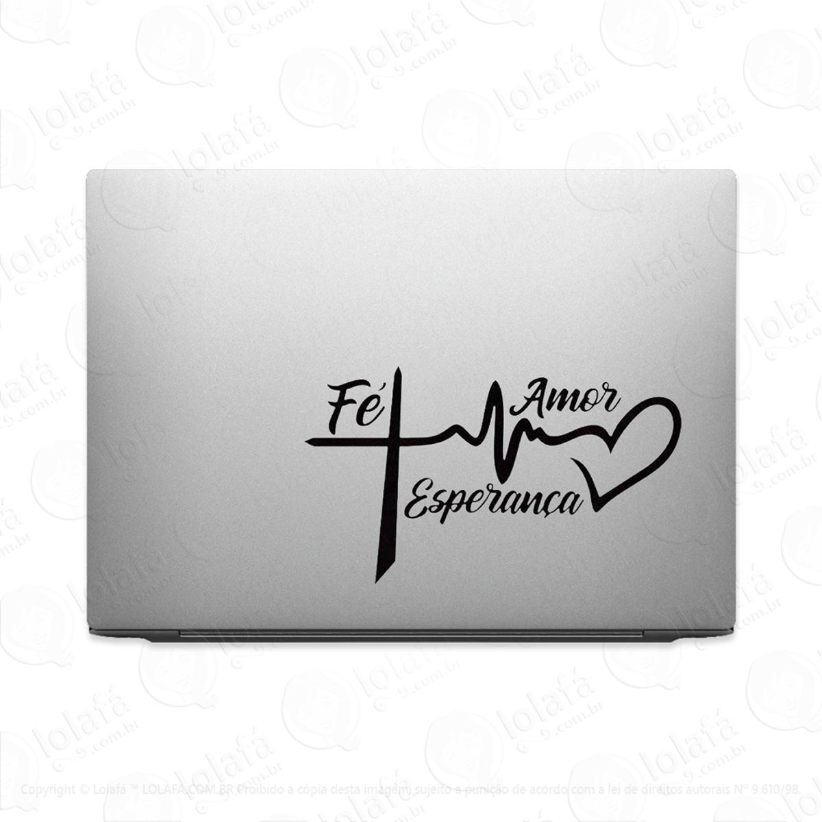 Adesivo Tablet Notebook Pc Fé Amor Esperança No Coração Mod:2456
