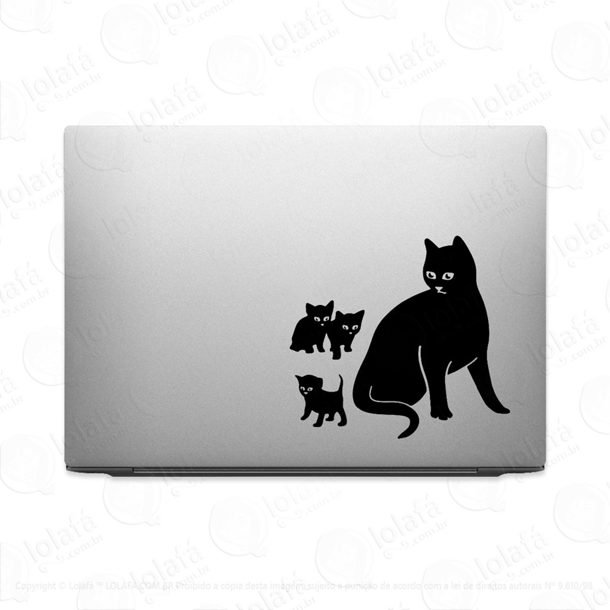 Adesivo Para Notebook Mãe Gata E Filhotes 3 Gatinhos Mod:2486
