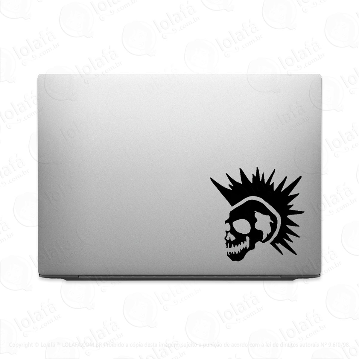 Adesivo Para Notebook Caveira Punk De Cabelo Moicano Mod:2494