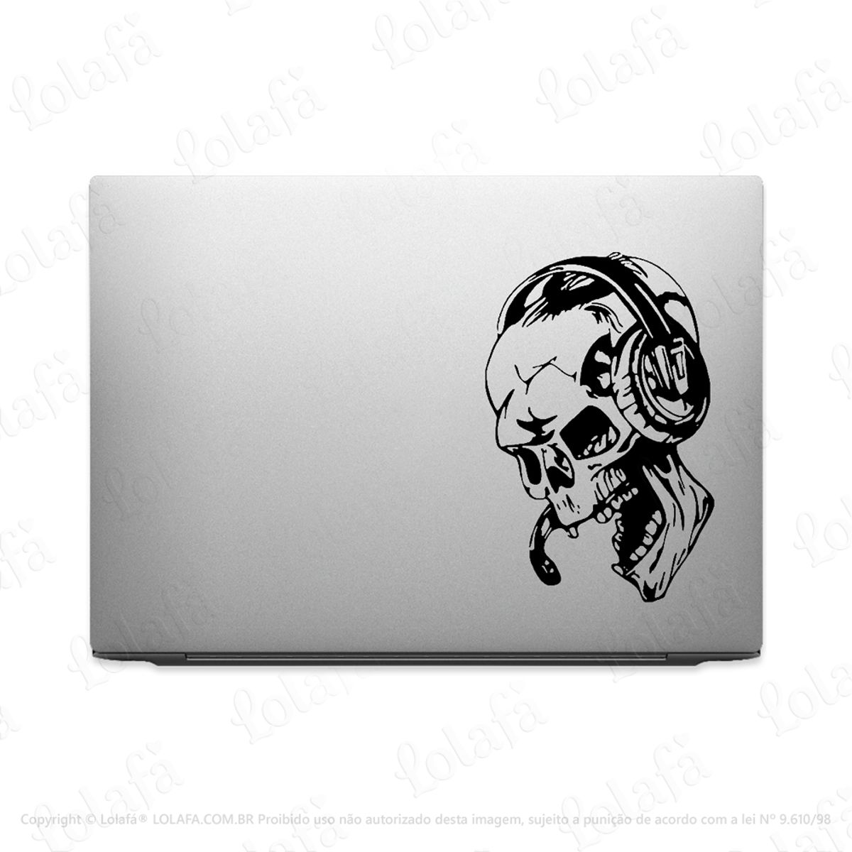 Adesivo Para Notebook Crânico Gamer Caveira Com Fone Mod:2536