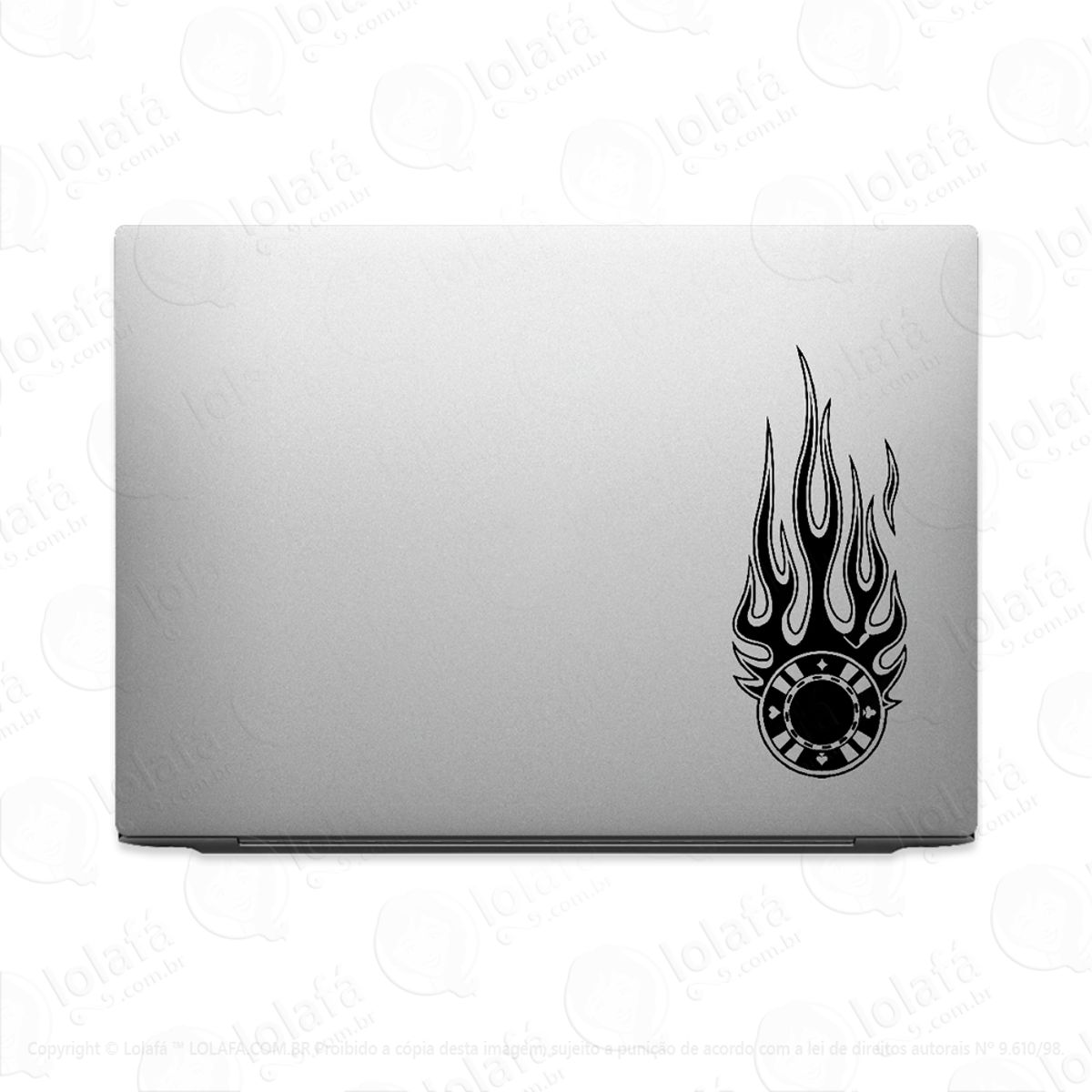 Adesivo Para Notebook Ficha De Poker Em Chamas Mod:2539