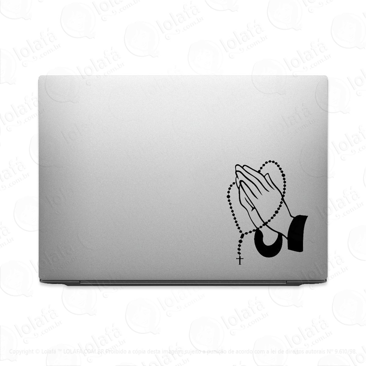 Adesivo Tablet Notebook Pc Mãos Oração Rezando Rosário Mod:2567