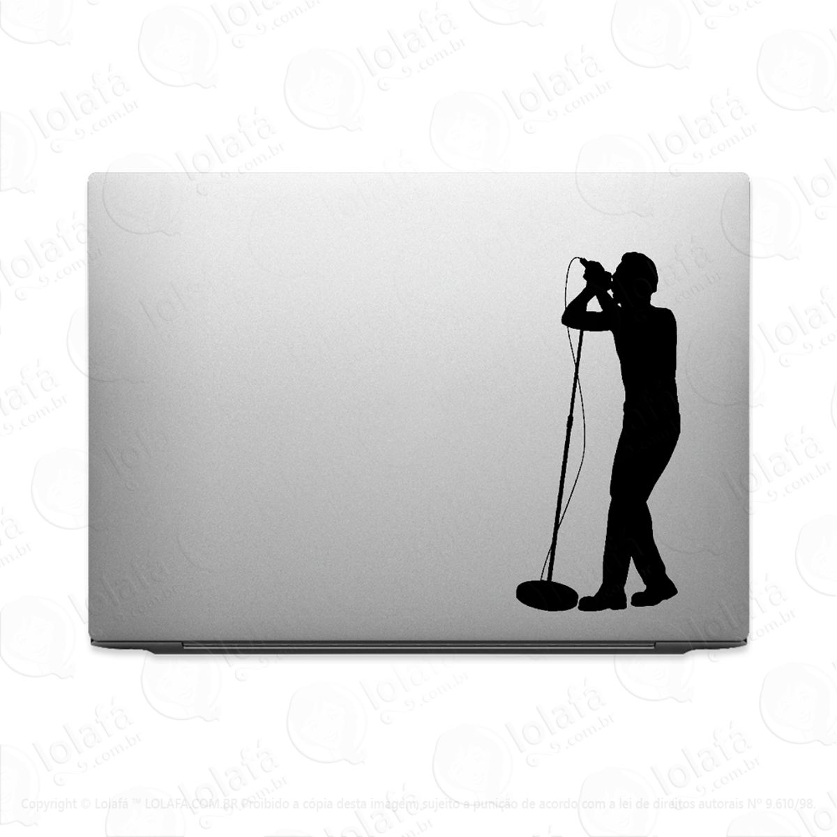 Adesivo Para Notebook Cantor Cantando Microfone Pedestal Mod:2604
