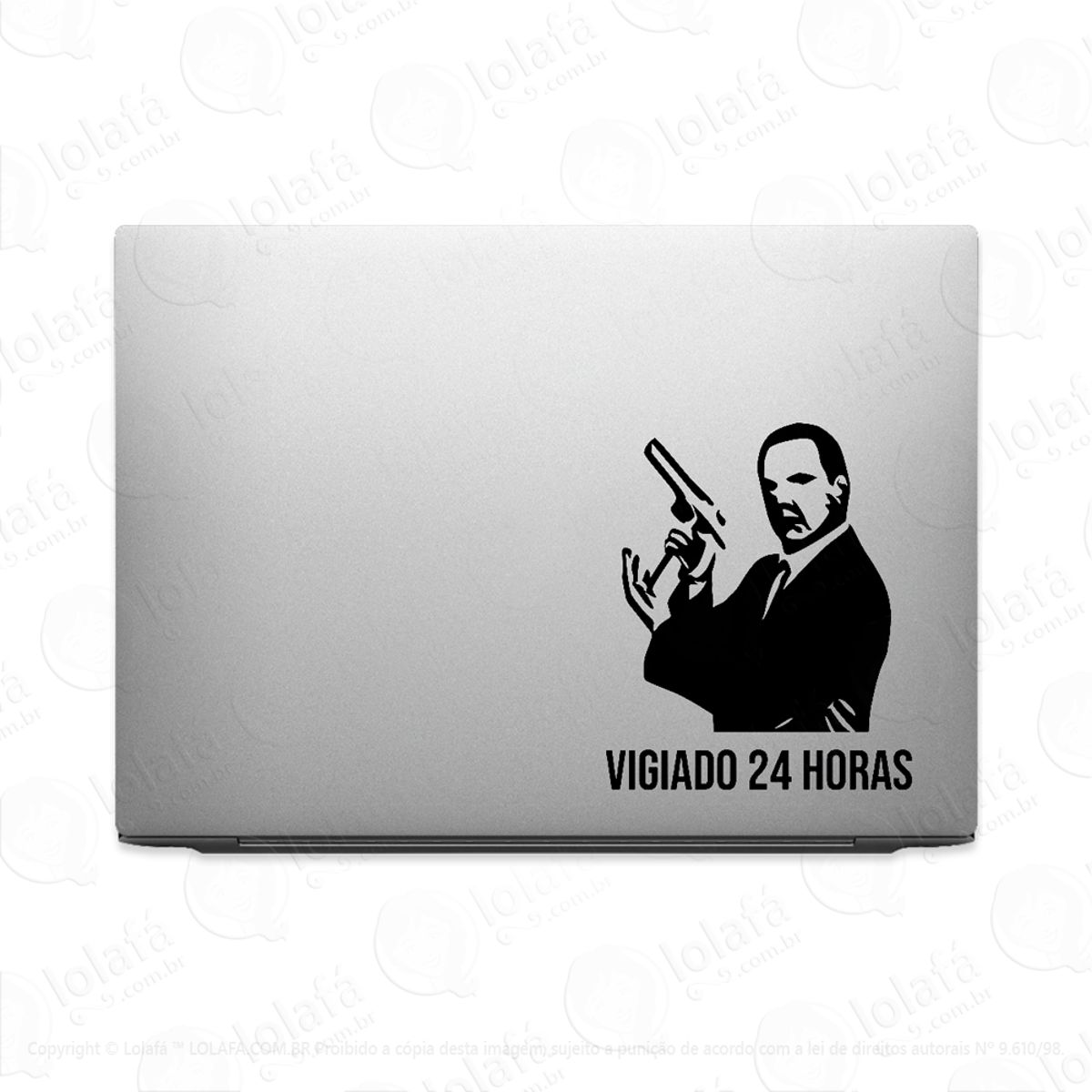 Adesivo Para Notebook Vigiado 24 Horas Segurança Mod:2645