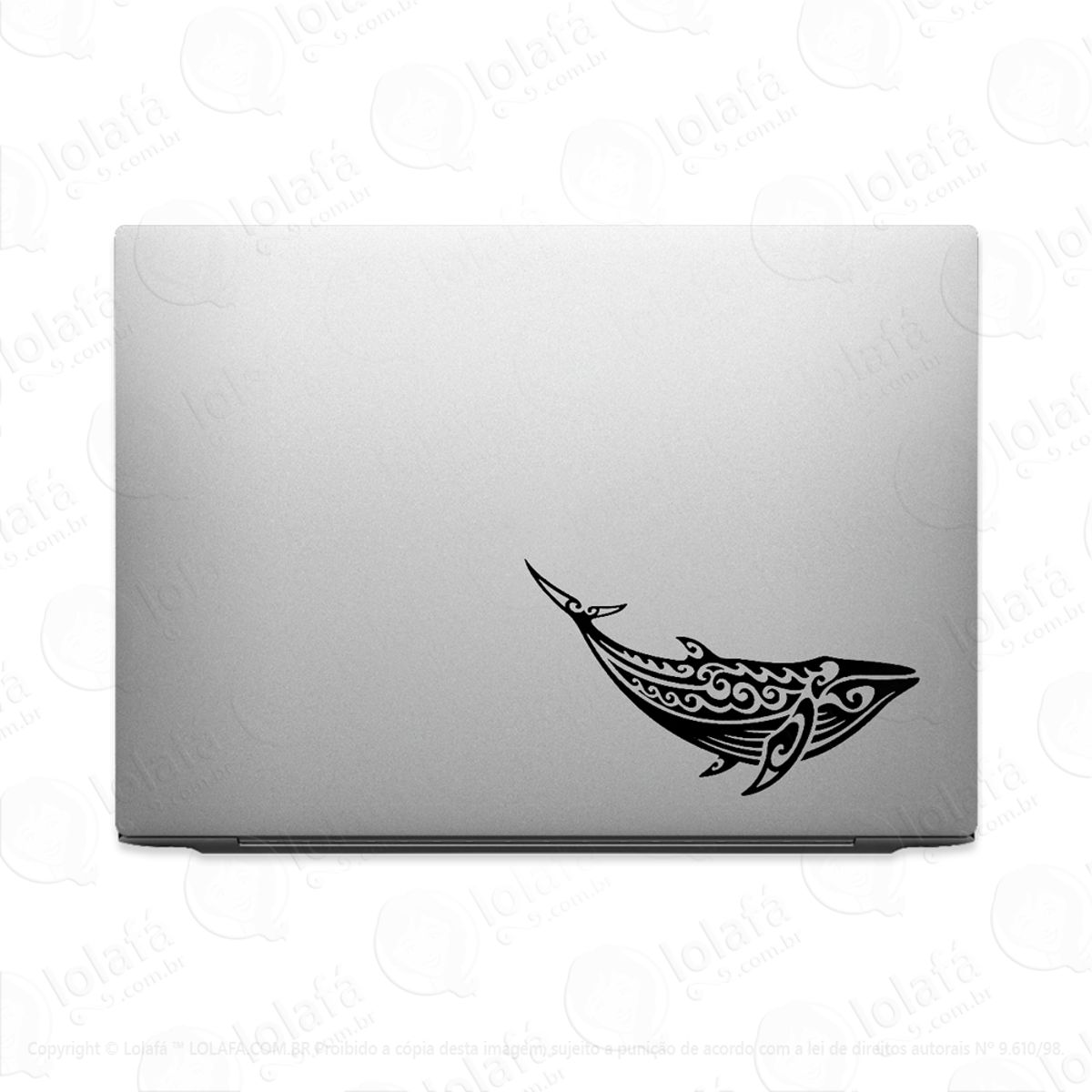 Adesivo Notebook Baleia Azul Tribal Animal Marinho Oceno Mod:2680