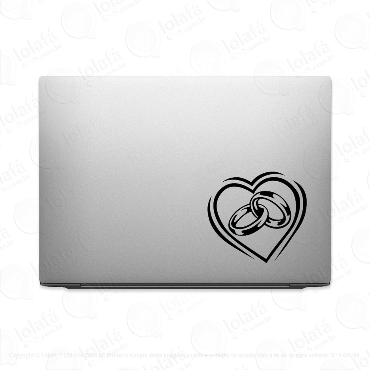 Adesivo Para Notebook Coração Alianças De Casamento Mod:2695