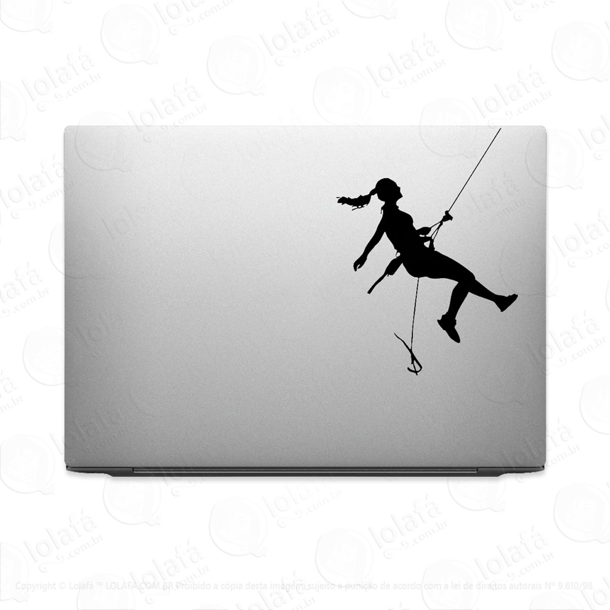 Adesivo Para Notebook Montanhismo Mulher Fazendo Rapel Mod:2721