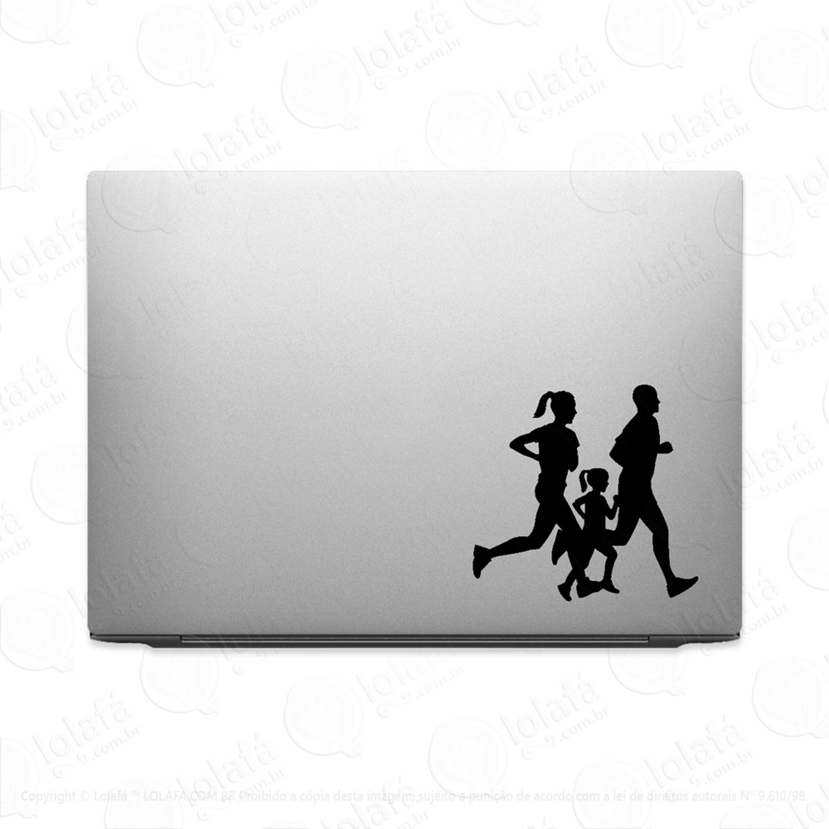 Adesivo Para Notebook Corredor De Rua Atleta Casal E Filha Mod:2732