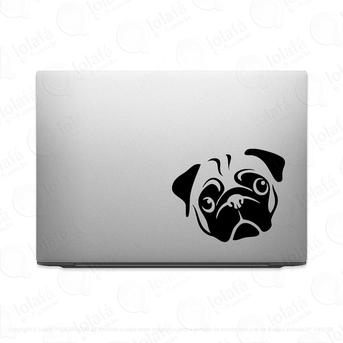 Adesivo Tablet Notebook Pc Cachorro Raça Pug Retrato Mod:2776