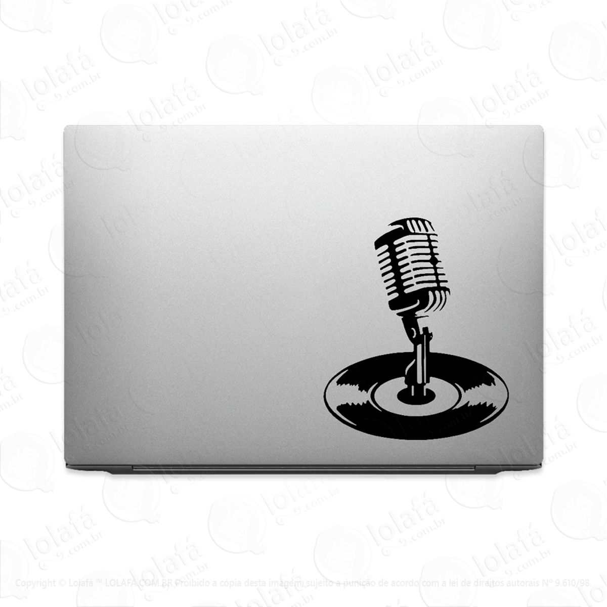 Adesivo Para Notebook Música Disco E Microfone Mod:3000