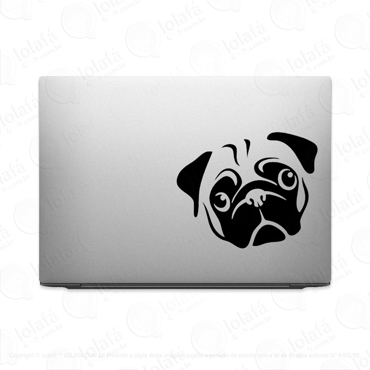 Adesivo Para Notebook Cachorro Raça Pug Rosto Mod:3185