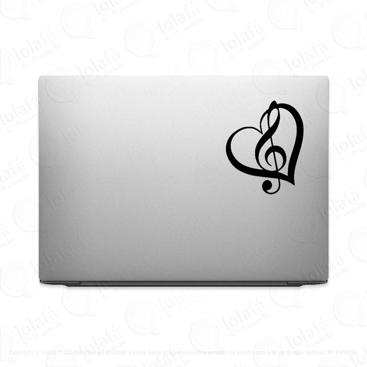 Adesivo Para Notebook Notas Musicais Coração Amor Música Mod:3213