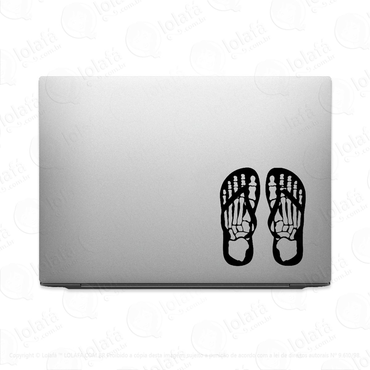 Adesivo Para Notebook Pé De Caveira Humana Calçando Chinelo Mod:3221