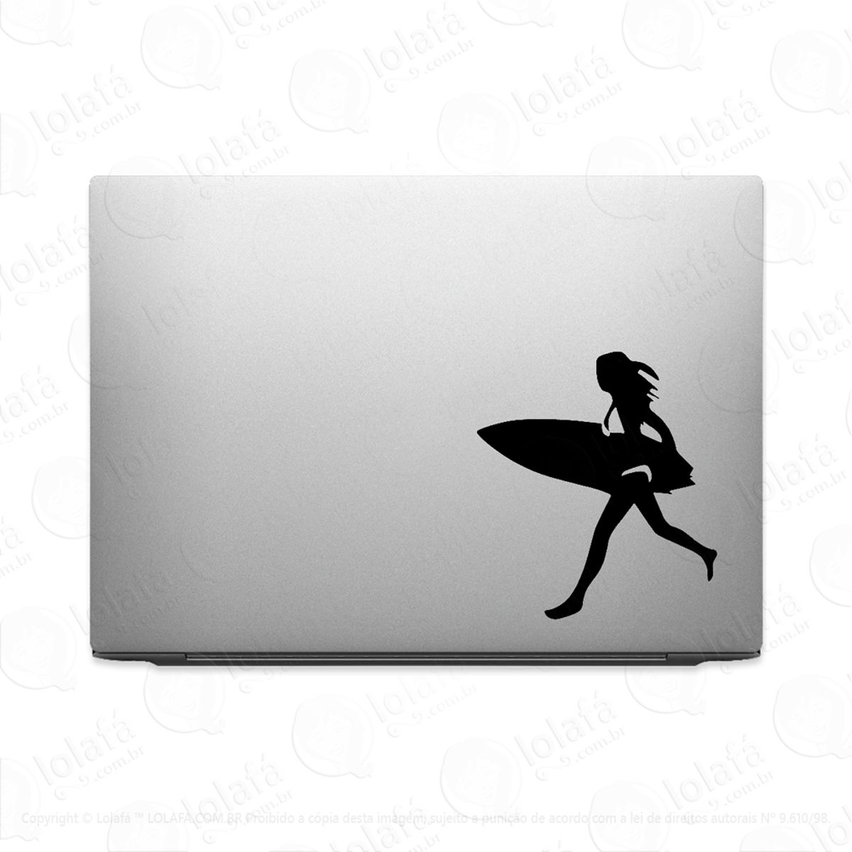 Adesivo Para Notebook Surfista Mulher Com Prancha Mod:3238