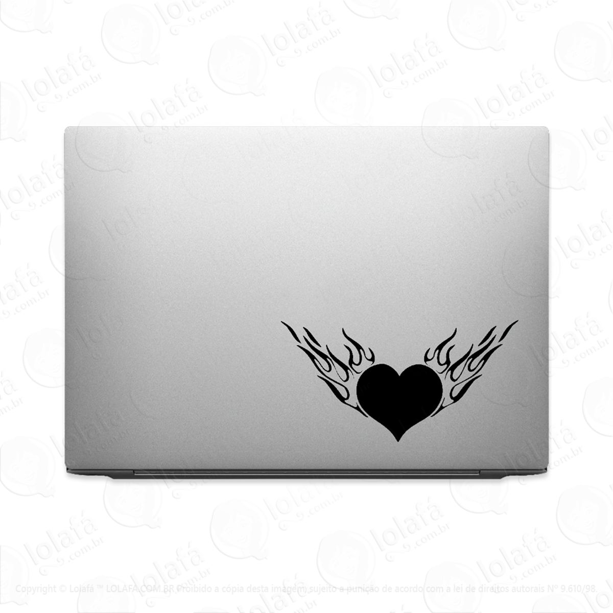 Adesivo Para Notebook Coração Em Chamas Mod:3269