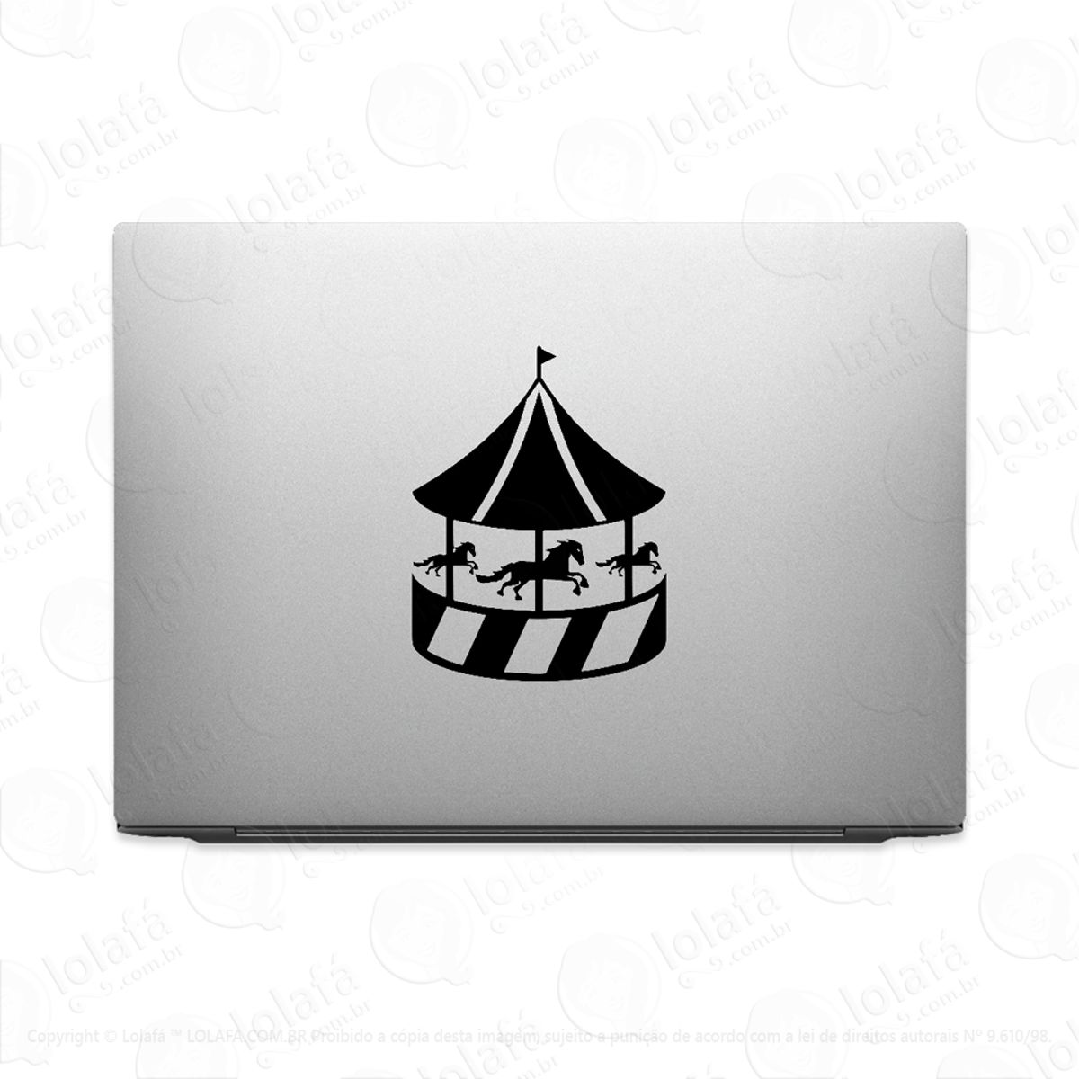 Adesivo Para Notebook Carrossel Com Cavalos Infantil Mod:3439