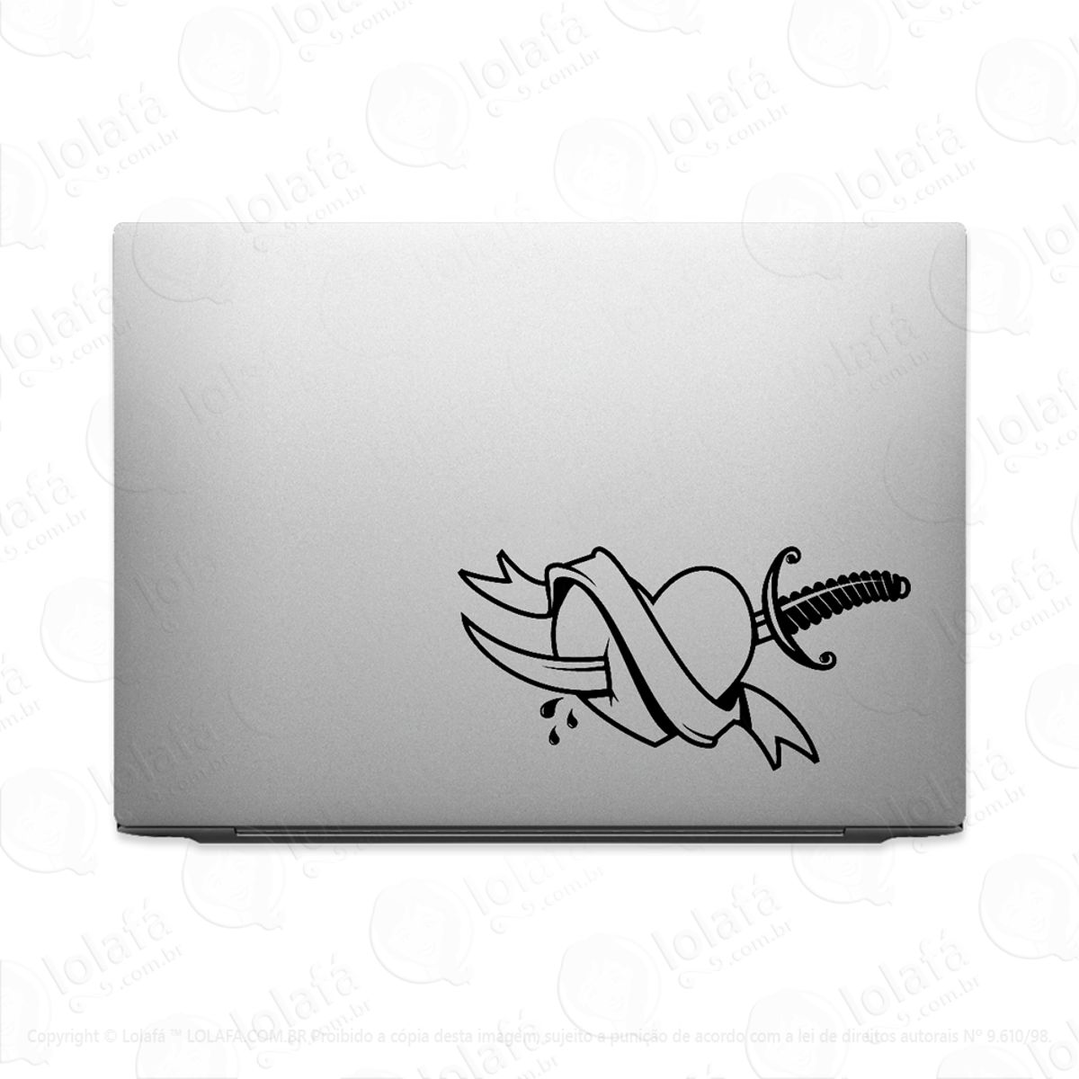 Adesivo Para Notebook Adaga Punhal E Coração Mod:3664