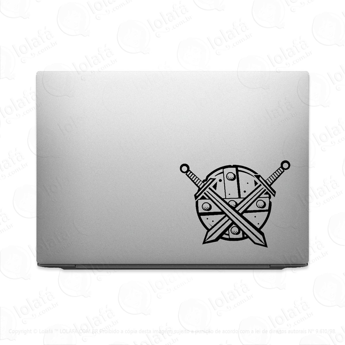 Adesivo Para Notebook Escudo Rústico E Espadas Mod:3695