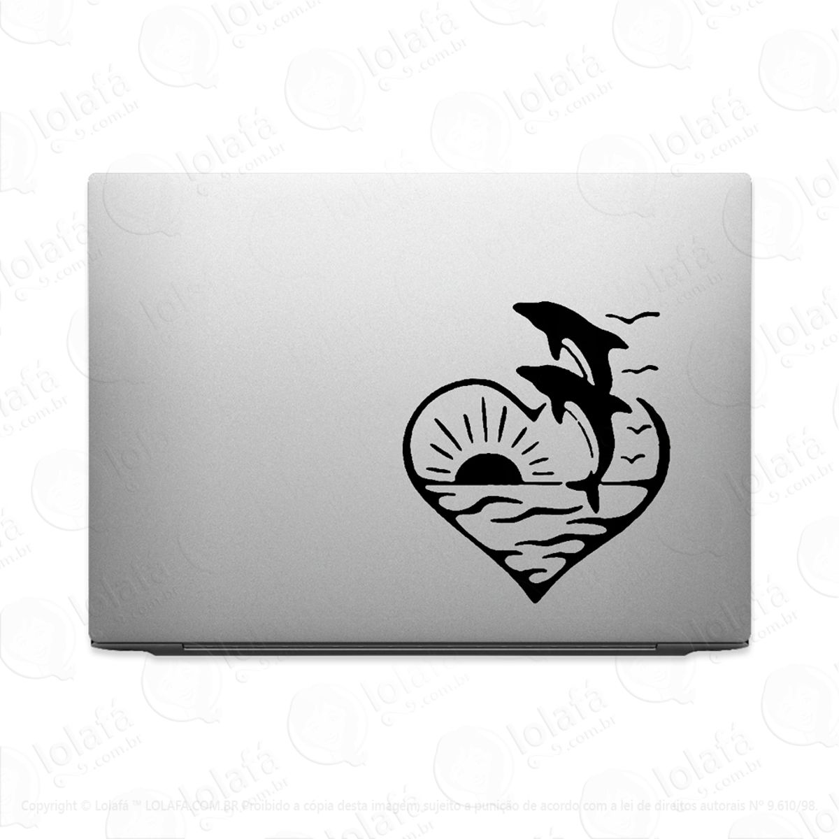 Adesivo Para Notebook Golfinhos Na Praia Sol E Pássaros Mod:3749