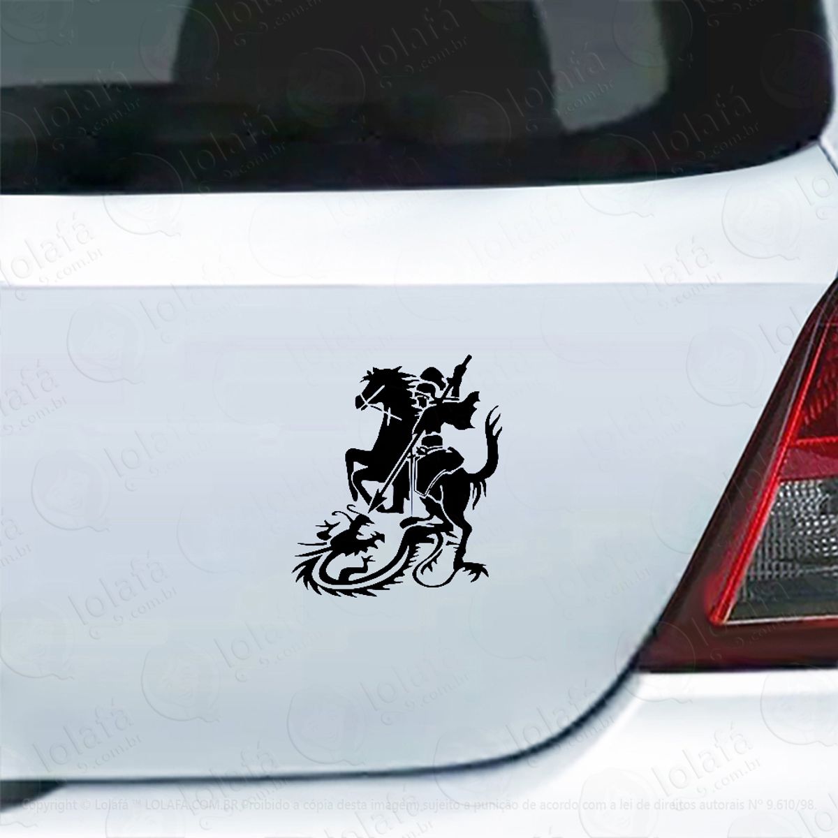 Adesivo Carro Moto Vidro São Jorge Cavaleiro E O Dragão Mod:3880