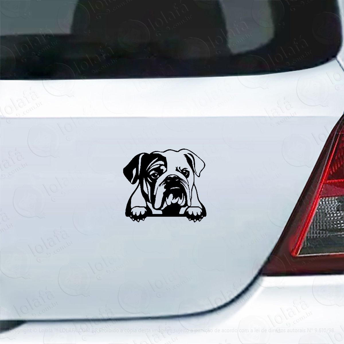 Adesivo Carro Moto Vidro Cachorro Raça Bulldog Inglês Mod:4050