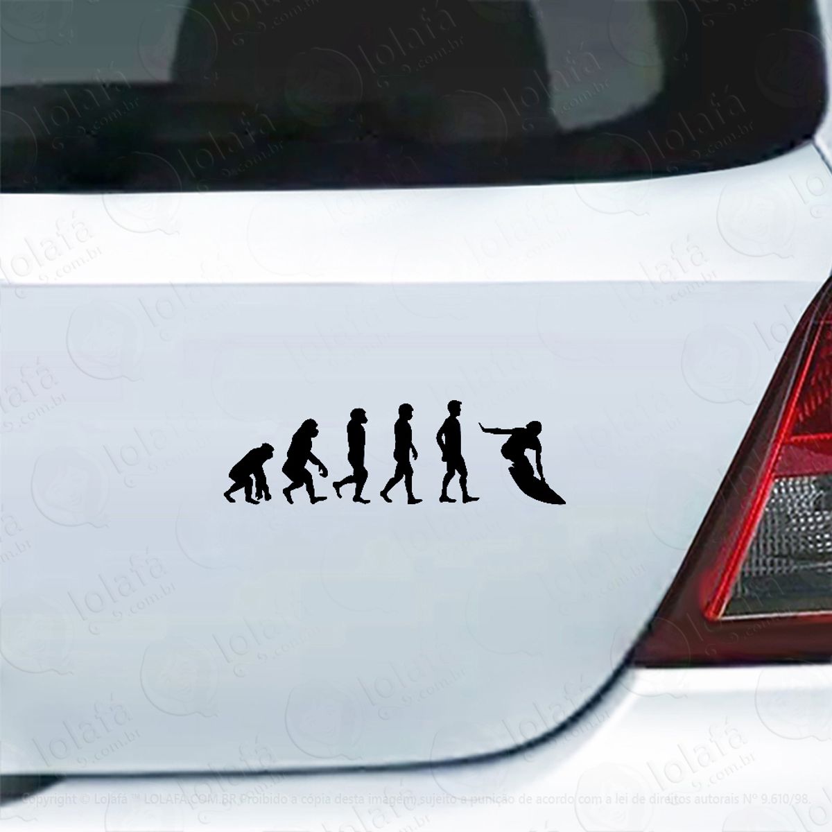 Adesivo Carro Moto Vidro Evolução Ser Humano Surf Mod:4155